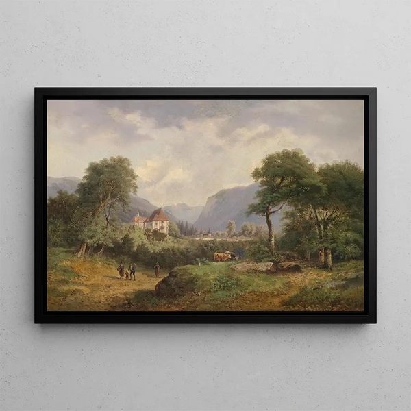 Part near the castle - Gustav Barbarini — framed artwork on a wall