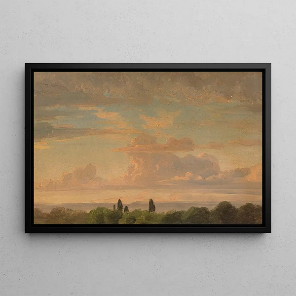 Landscape Study Painting at Twilight - Gustav Friedrich Papperitz — framed artwork on a wall