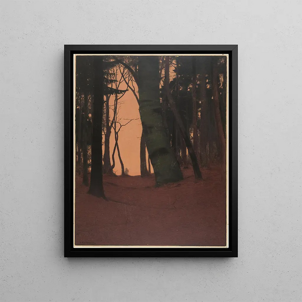 Evening in the Forest - Gustav Kampmann — framed artwork on a wall