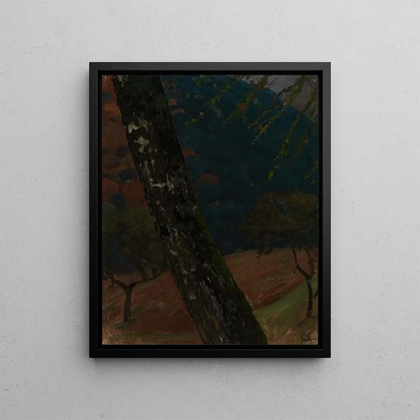 Trunk of a tree near Obersteinbach - Gustav Kampmann — framed artwork on a wall