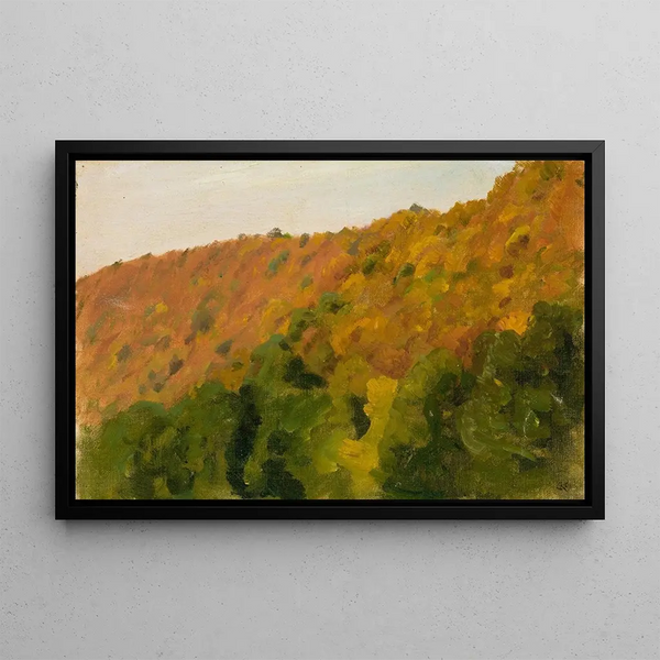 Autumn Forest in the Brental - Gustav Kampmann — framed artwork on a wall