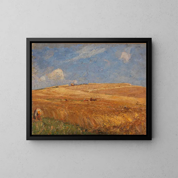 Landscape with Wheat Field - Gustav Kampmann — framed artwork on a wall