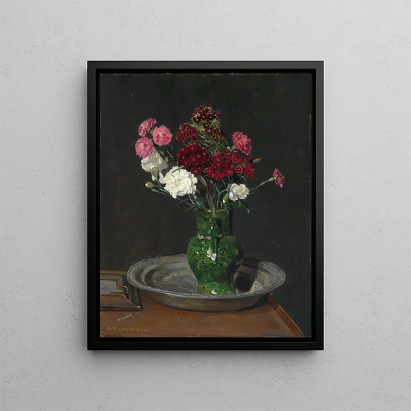 Bouquet of Carnations - Gustav Kampmann — framed artwork on a wall