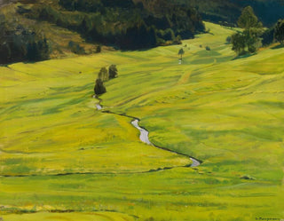 Sunny Valley Forest with Stream - Gustav Kampmann — artwork view