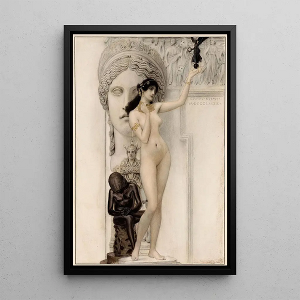 Allegory of Sculpture - Gustav Klimt — framed artwork on a wall
