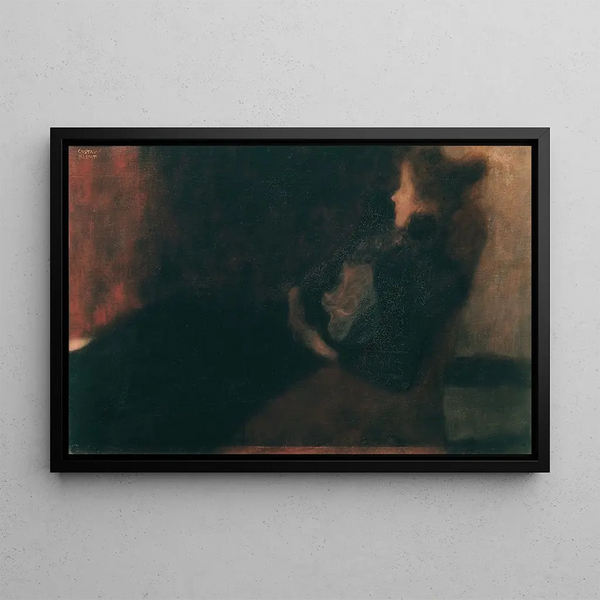 Dame au coin du feu - Gustav Klimt — framed artwork on a wall