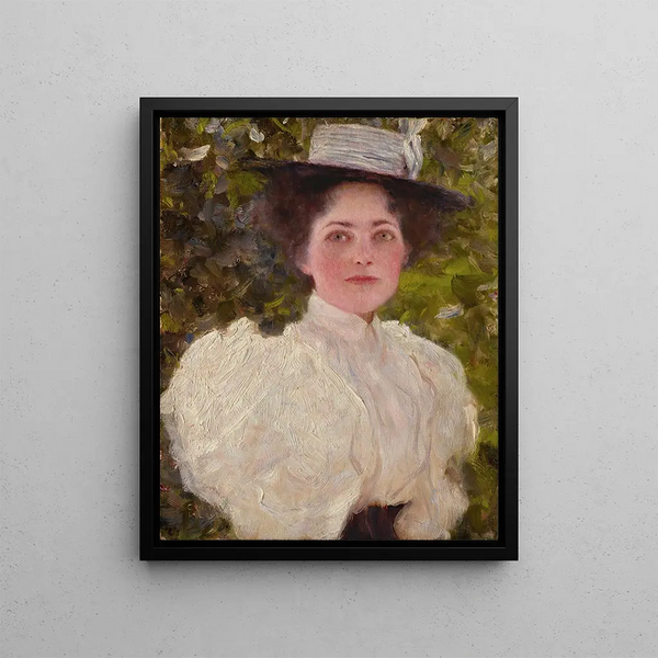Girl in Green - Gustav Klimt — framed artwork on a wall