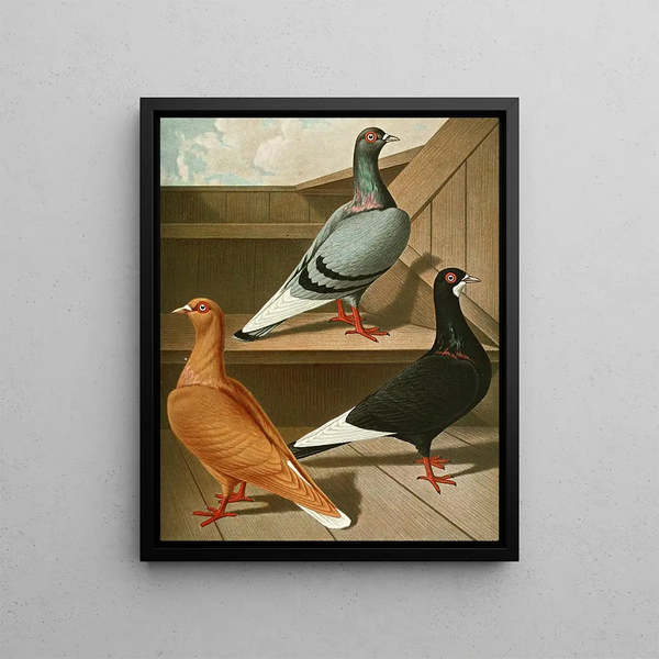 Culbuteur table with smooth feet, flat front, and long beak II - Gustav Prütz — framed artwork on a wall