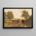 Herd of cows in a vast landscape - Gustav Ranzoni — framed artwork on a wall