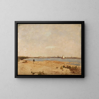 View of Gorkum - Gustav Schönleber — framed artwork on a wall