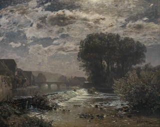 Night Moon Painting near Enzwehr near Besigheim - Gustav Schönleber — artwork view