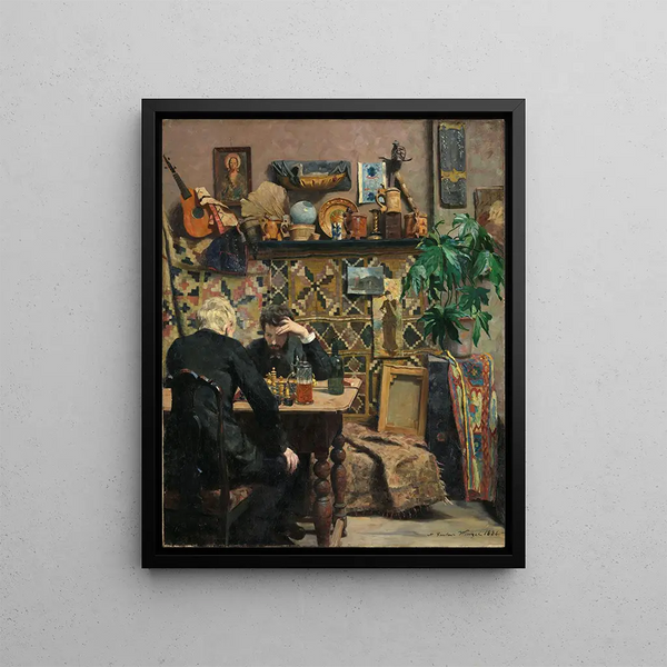 Chess Players - Gustav Wentzel — framed artwork on a wall
