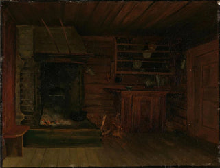 Cooking painting with fireplace - Gustav Wentzel — artwork view