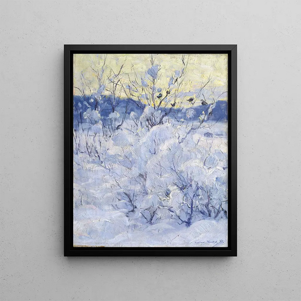 Winter Evening Painting - Gustav Wentzel — framed artwork on a wall