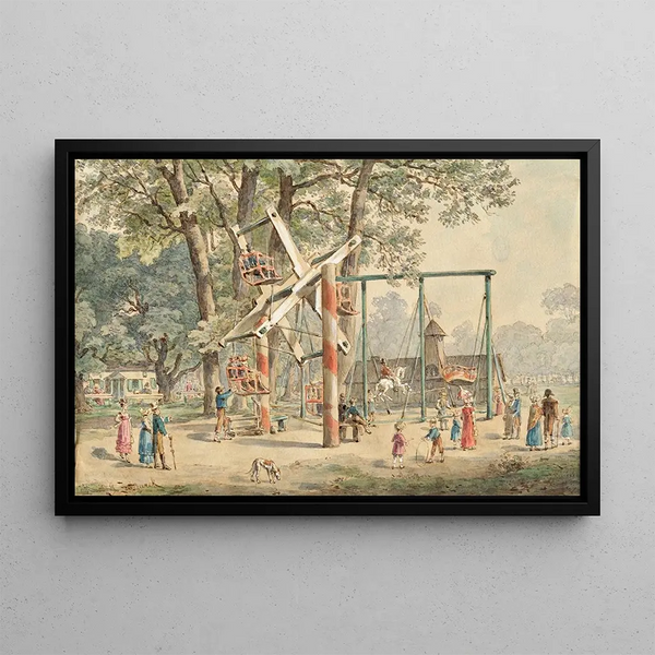 Dévidoir et balançoire au Wurstelprater à Vienne - Gustav Zafaurek — framed artwork on a wall