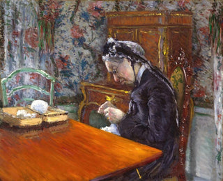 Mademoiselle Boissière knitting - Gustave Caillebotte — artwork view