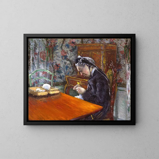 Mademoiselle Boissière knitting - Gustave Caillebotte — framed artwork on a wall
