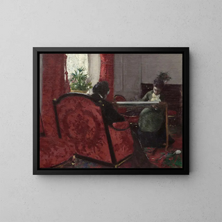 Portrait Painting in an Interior - Gustave Caillebotte — framed artwork on a wall