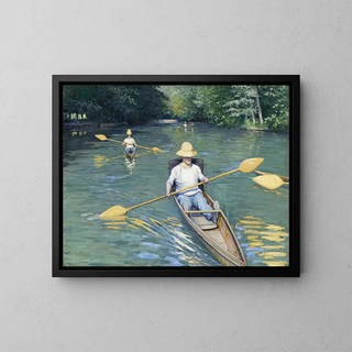 Canoes - Gustave Caillebotte — framed artwork on a wall