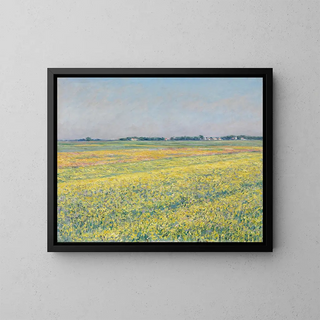 Le plateau de Gennevilliers aux champs jaunes - Gustave Caillebotte — framed artwork on a wall