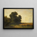 Wheat harvest at the edge of a forest - Gustave Castan — framed artwork on a wall