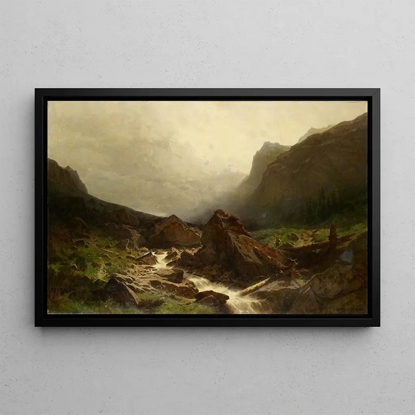 High Valley with Stream - Gustave Castan — framed artwork on a wall