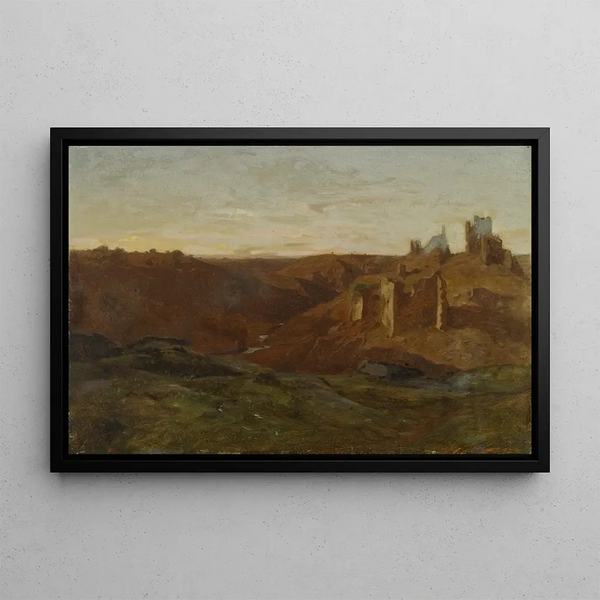 Landscape with Ruins - Gustave Castan — framed artwork on a wall