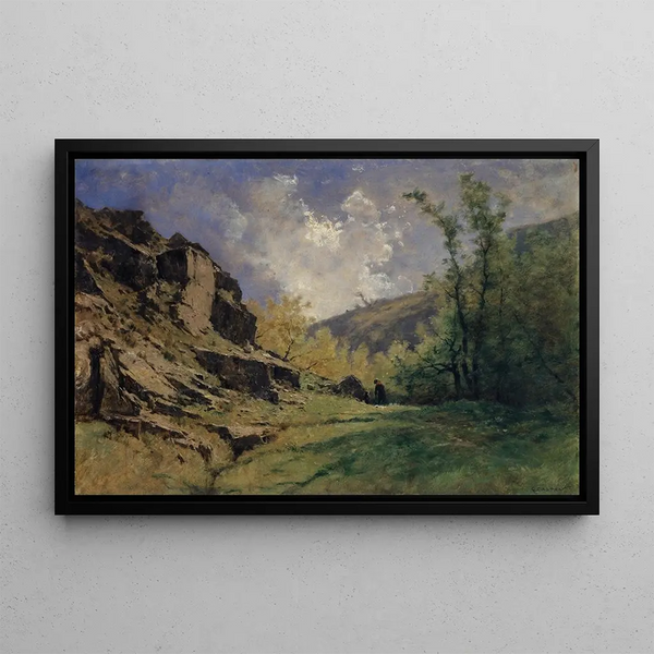 Rocky landscape painting - Gustave Castan — framed artwork on a wall