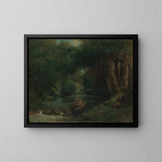 A stream in the forest - Gustave Courbet — framed artwork on a wall
