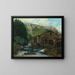 a mill in a rocky landscape - Gustave Courbet — framed artwork on a wall