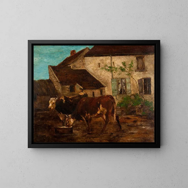 At the drinking trough - Gustave Courbet — framed artwork on a wall