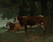 Two Brown-Coated Cows - Gustave Courbet — artwork view
