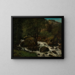 Stream in the Jura Forest - Gustave Courbet — framed artwork on a wall
