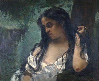 Gipsy painting in reflection - Gustave Courbet — artwork view