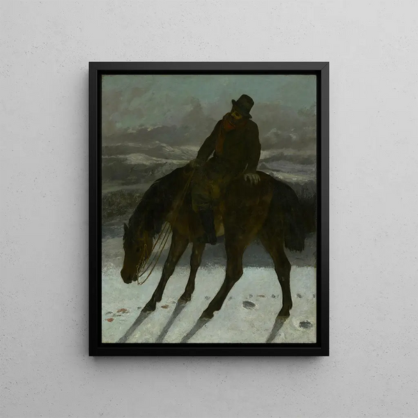 Hunter on Horseback - Gustave Courbet — framed artwork on a wall