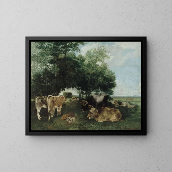 La Sieste pendant la saison des foins - Gustave Courbet — framed artwork on a wall