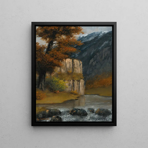 Landscape Painting near Ornans - Gustave Courbet — framed artwork on a wall
