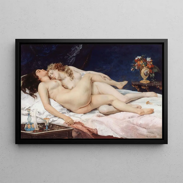 The Sleep - Gustave Courbet — framed artwork on a wall