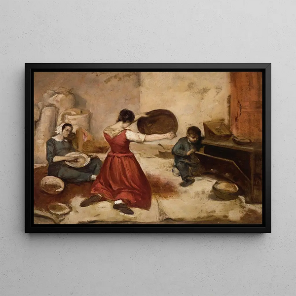 Les cribleuses de blé esquisse - Gustave Courbet — framed artwork on a wall