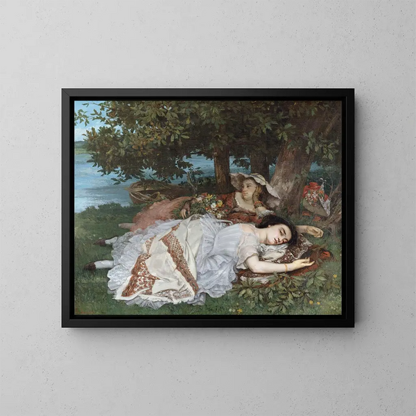 Les demoiselles des bords de la Seine - Gustave Courbet — framed artwork on a wall