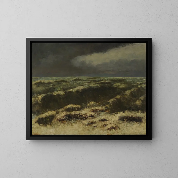 Stormy Sea Painting - Gustave Courbet — framed artwork on a wall