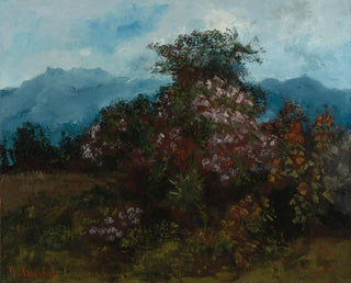 Landscape painting with flowering massif - Gustave Courbet — artwork view