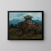 Landscape painting with flowering massif - Gustave Courbet — framed artwork on a wall