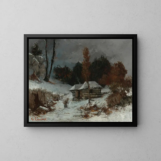 Porteuse de fagots dans un paysage de neige - Gustave Courbet — framed artwork on a wall