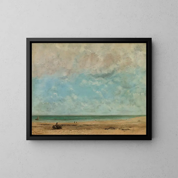 Maritime Landscape Painting - Gustave Courbet — framed artwork on a wall