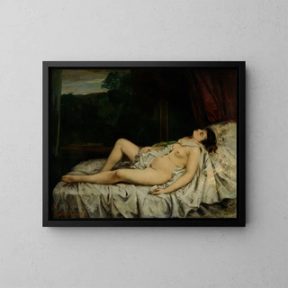 Nude Sleeping - Gustave Courbet — framed artwork on a wall