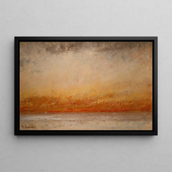 Marine Sunset Painting - Gustave Courbet — framed artwork on a wall