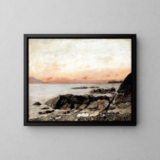 Sunset in Vevey, Switzerland - Gustave Courbet — framed artwork on a wall