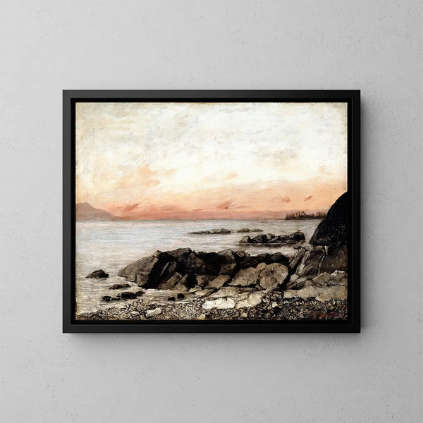 Sunset in Vevey, Switzerland - Gustave Courbet — framed artwork on a wall