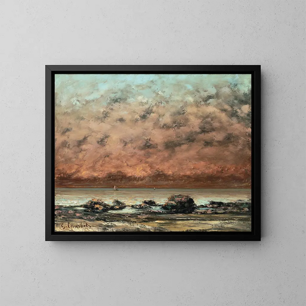Les rochers noirs à Trouville - Gustave Courbet — framed artwork on a wall